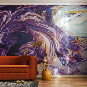 Tapet Premium Canvas - Îndoirea spațiului în mov - Abstracția, Bucată, Model modern - 100x70 cm