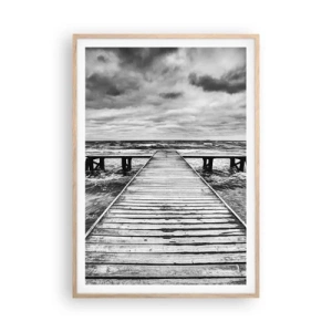 Poster în ramă de stejar deschis - Aștept ca vântul să fugărească... - 70x100 cm