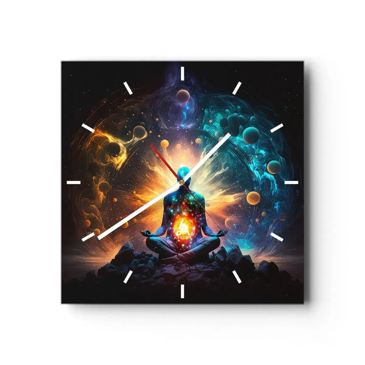 Ceas de perete - Ceas pe sticlă - Liniște cosmică - 40x40 cm