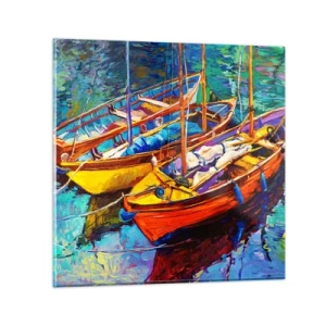 Tablou pe sticlă - Pe o apă plină de culoare - 40x40 cm