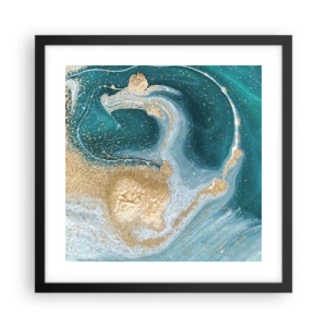 Poster în ramă neagră - Vârtej de aur și turcoaz - 40x40 cm