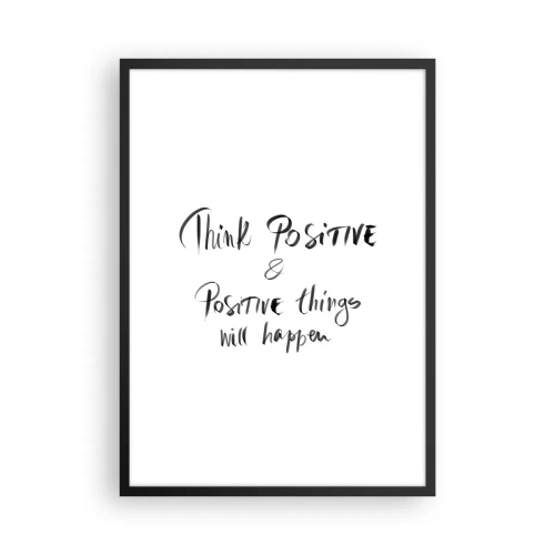 Poster în ramă neagră - Inscripție motivațională în stil alb-negru - 50x70cm - Cum să trăim bine? - Decorațiune modernă pentru perete pentru living și dormitor ARTTOR