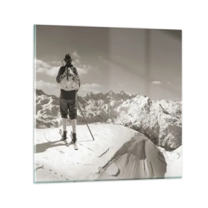 Tablou pe sticlă - Și munții sunt la fel - 40x40 cm