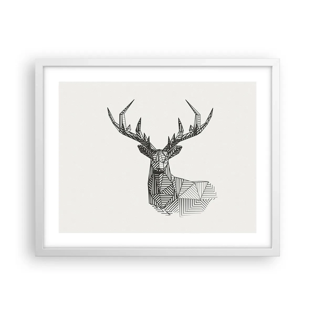 Poster în ramă albă - Cerb în stil cubist - 50x40 cm