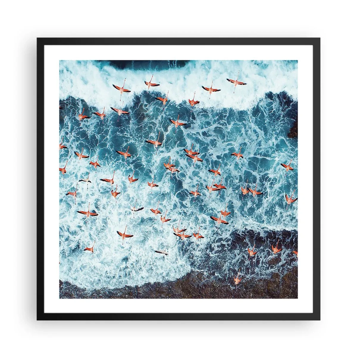 Poster în ramă neagră - Parada de la malul mării - 60x60 cm