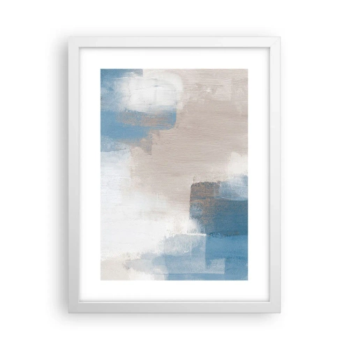 Poster în ramă albă - Abstracție roz în spatele unui voal de albastru - 30x40 cm