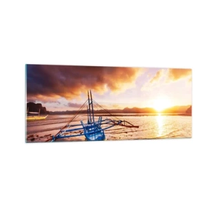 Tablou pe sticlă - După o zi lungă, întindeți-vă pe nisip - 100x40 cm