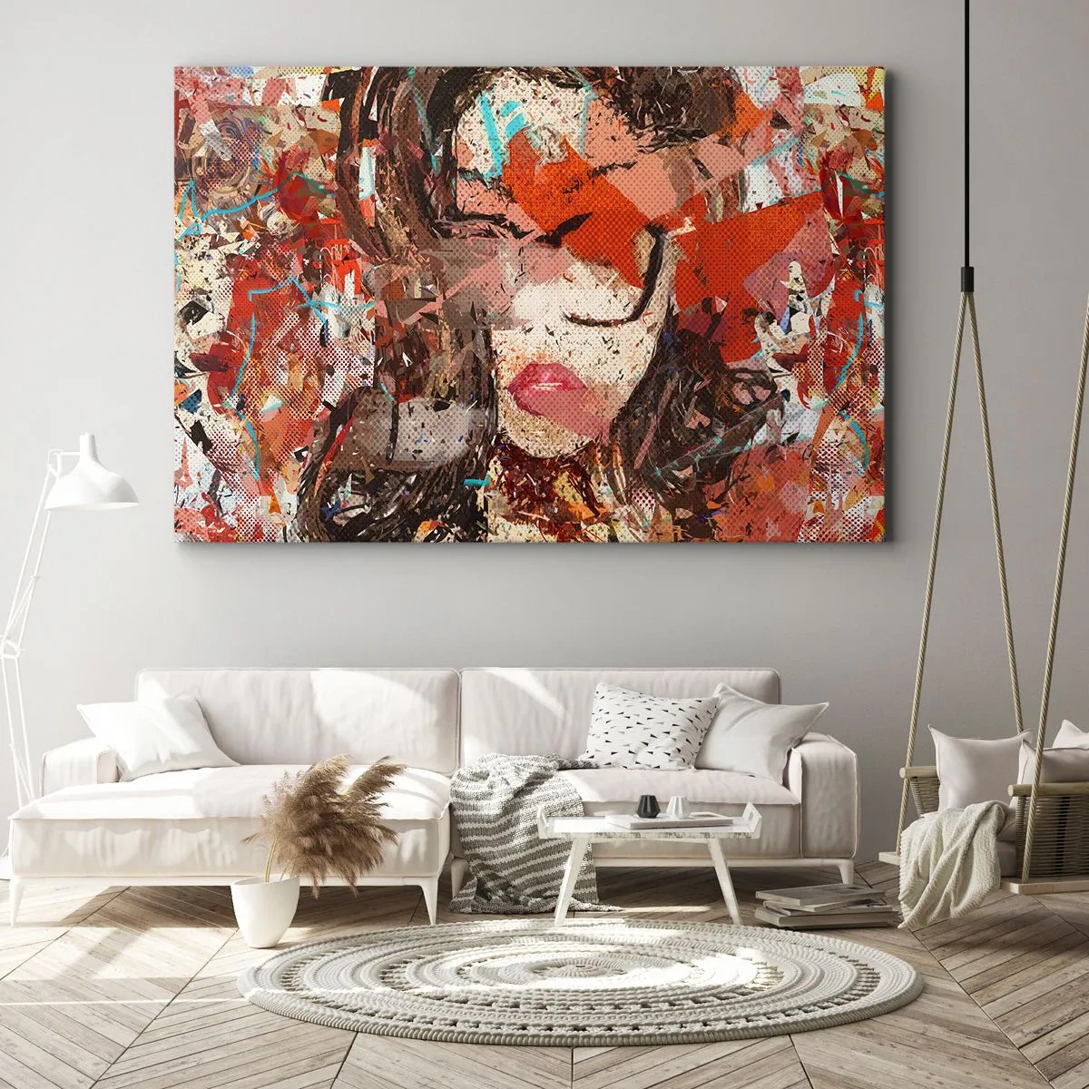 Tablou pe pânză Canvas - Portret abstract al unei femei în culori intense - 70x50cm - Chiar nu știe nimeni cum ești tu - Decorațiune modernă pentru perete pentru living și dormitor ARTTOR