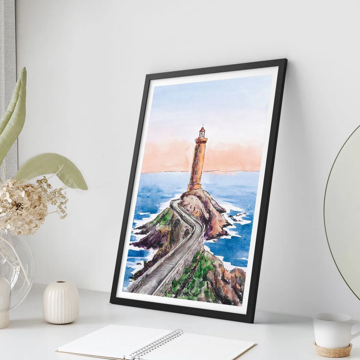 Poster în ramă neagră - Cu fața la mare - 50x70 cm