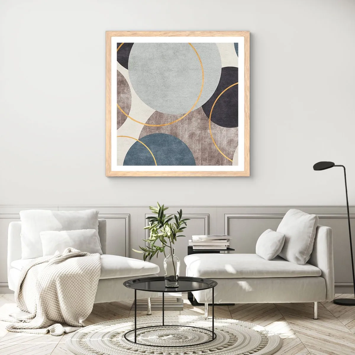 Poster în ramă de stejar deschis - Roată cu roată - 40x40 cm