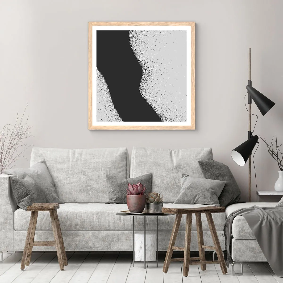 Poster în ramă de stejar deschis - Echilibru lichid - 30x30 cm