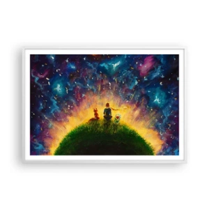 Poster în ramă albă - Dragoste și prietenie - întreaga lume - 100x70 cm