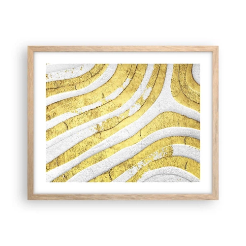 Poster în ramă de stejar deschis - Compoziția în alb și auriu - 50x40 cm