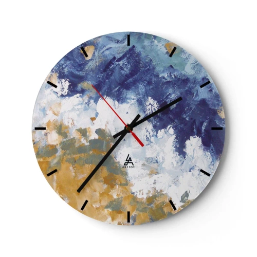 Ceas de perete - Ceas pe sticlă - Dansul elementelor - 40x40 cm