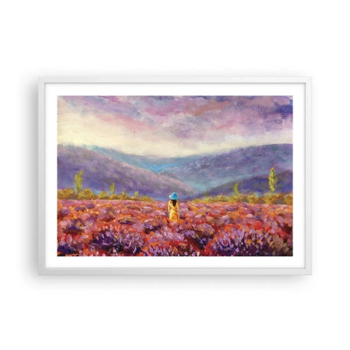 Poster în ramă albă - Într-o lume de lavandă - 70x50 cm