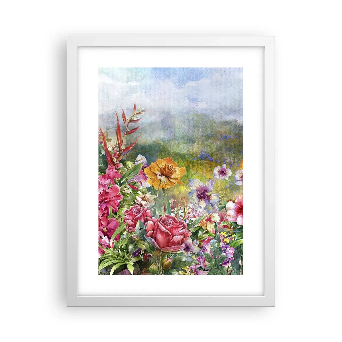 Poster în ramă albă - O grădină înnebunită - 30x40 cm