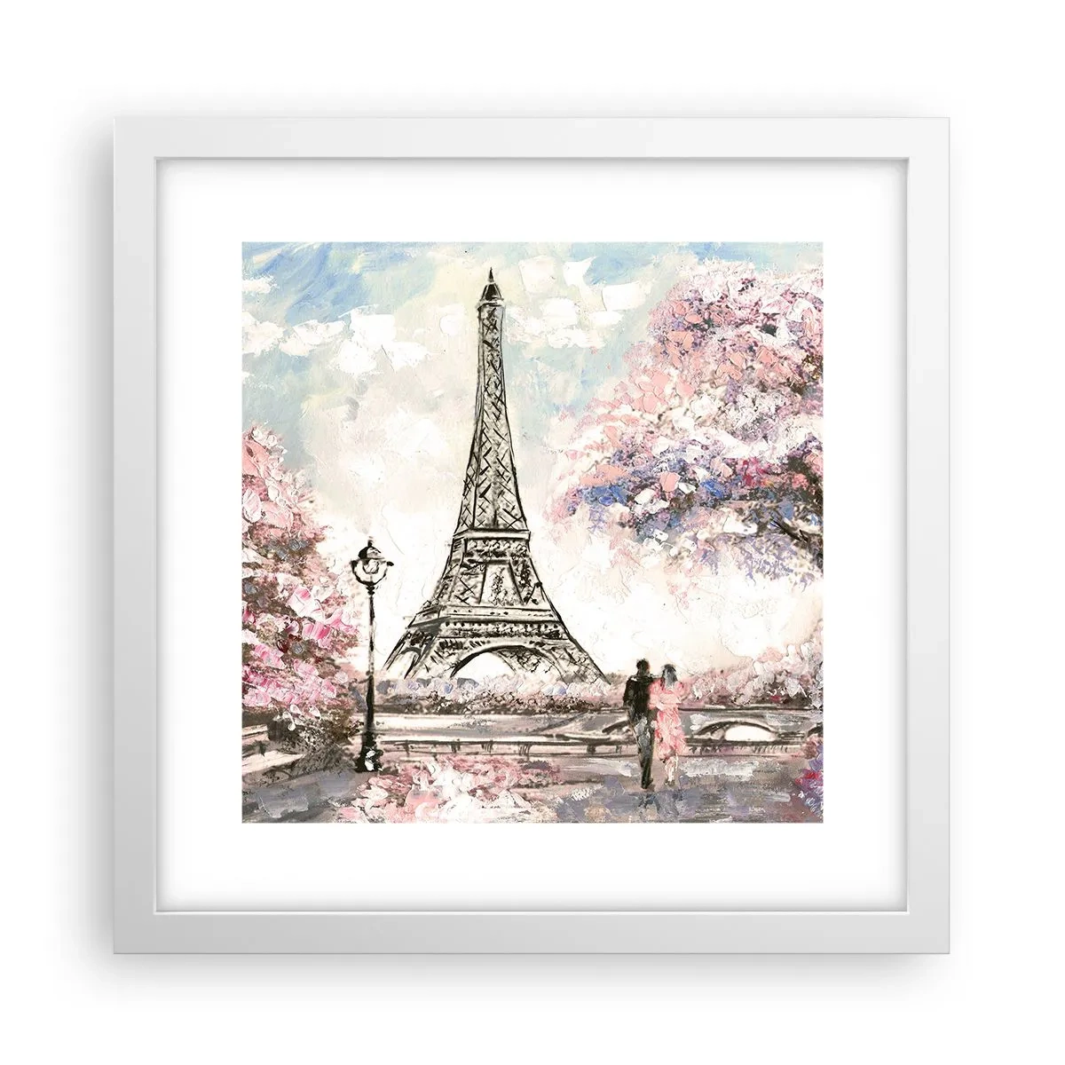 Poster în ramă albă - Plimbare în aprilie la Paris - 30x30 cm