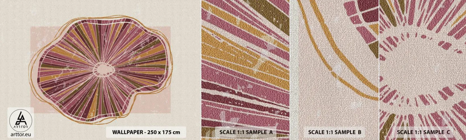 Mostră tapet Premium Canvas - Abstracția radială - Boho, Minimalism, Abstracția - 100x30 cm