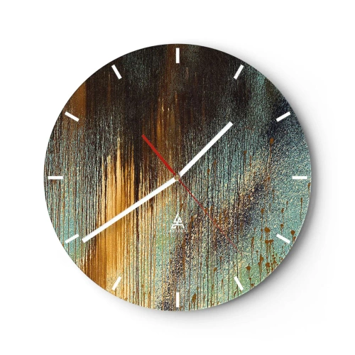 Ceas de perete - Ceas pe sticlă - O compoziție cromatică neaccidentală - 40x40 cm