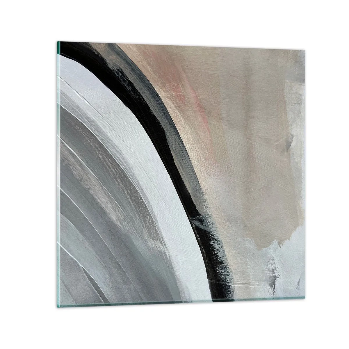 Tablou pe sticlă - Compoziție: arc de negru și gri - 30x30 cm