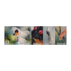 Mostră tapet Premium Sand - Ca dintr-un vis frumos - Femeie, Cal, luncă - 100x30 cm