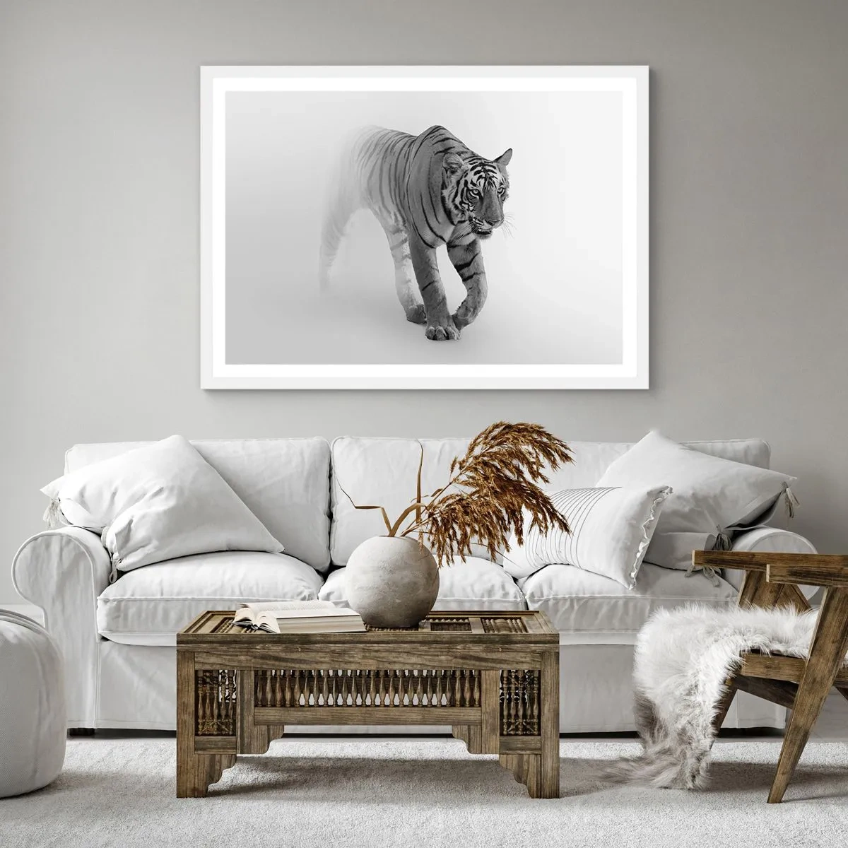 Poster în ramă albă - De veghe în ceață - 30x30 cm