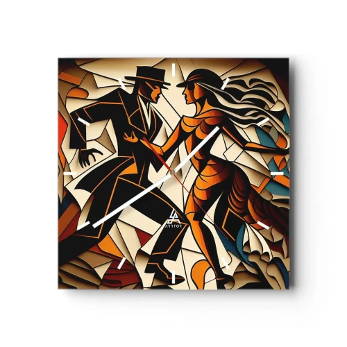 Ceas de perete - Ceas pe sticlă - Dans cu pasiune - 30x30 cm