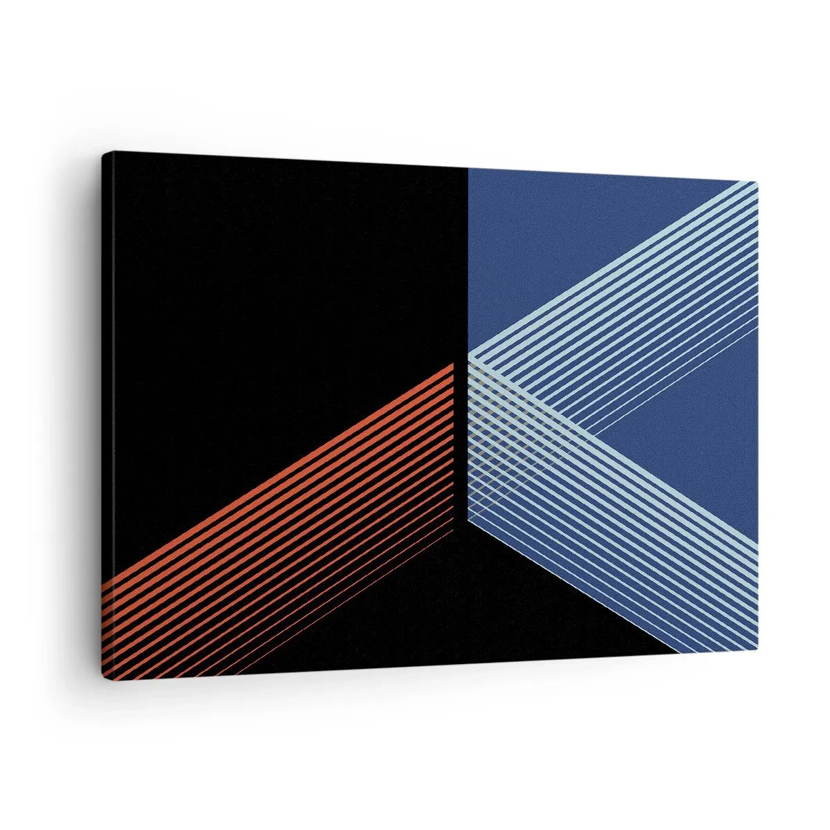 Tablou pe pânză Canvas - Linii geometrice în nuanțe de roșu și albastru - 70x50cm - O poveste simplă - Decorațiune modernă pentru perete pentru living și dormitor ARTTOR