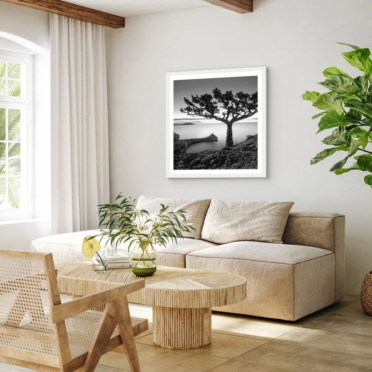 Poster în ramă albă - Liniște până la orizont - 30x30 cm