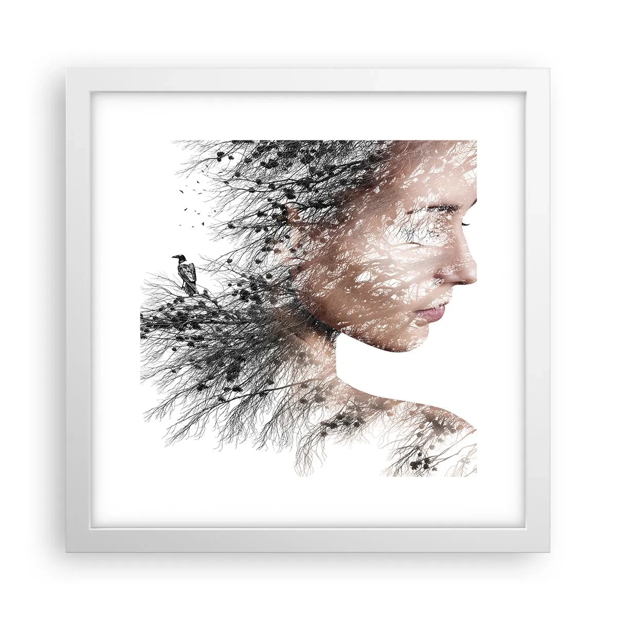 Poster în ramă albă - Spiritul pădurii - 30x30 cm