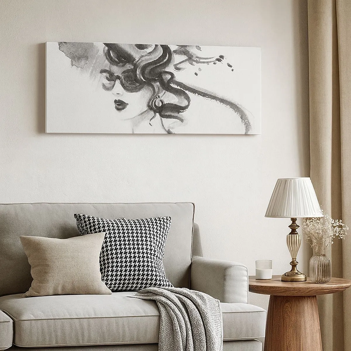 Tablou pe pânză - Dama cu caracter - 100x40 cm