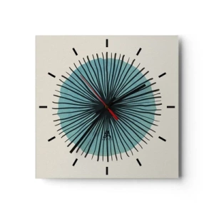 Ceas de perete - Ceas pe sticlă - Radiant pe albastru - 40x40 cm