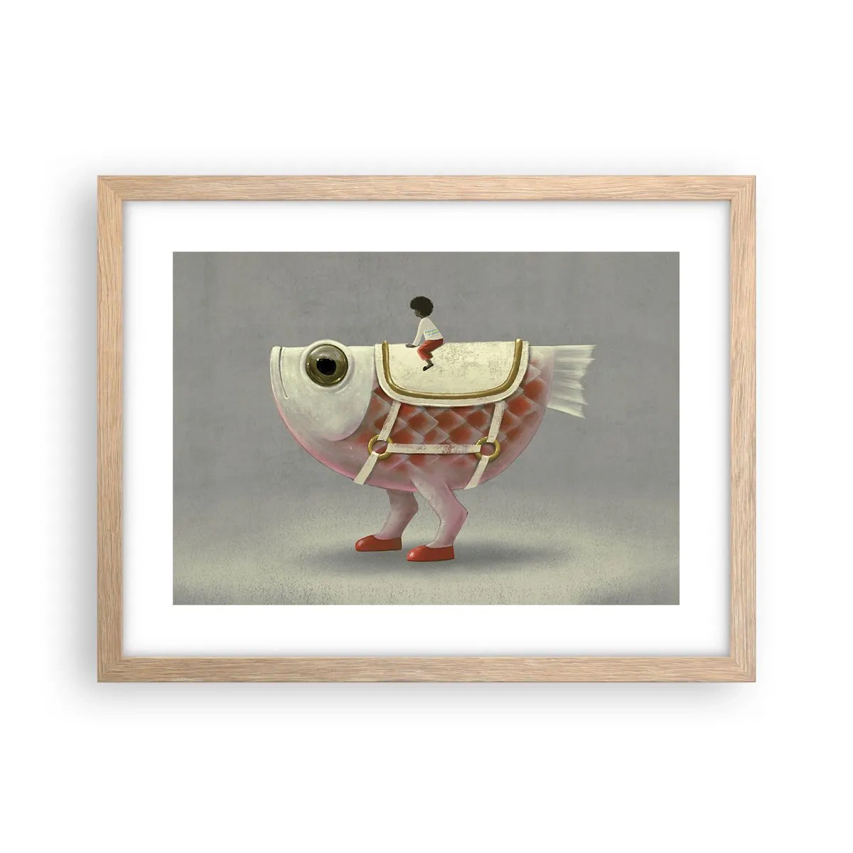 Poster în ramă de stejar deschis - Călărețul Pescărel - 40x30 cm