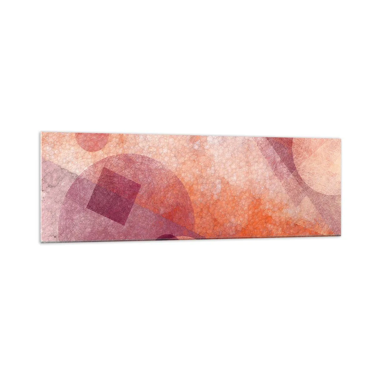 Tablou pe sticlă - Transformări geometrice în roz - 160x50 cm