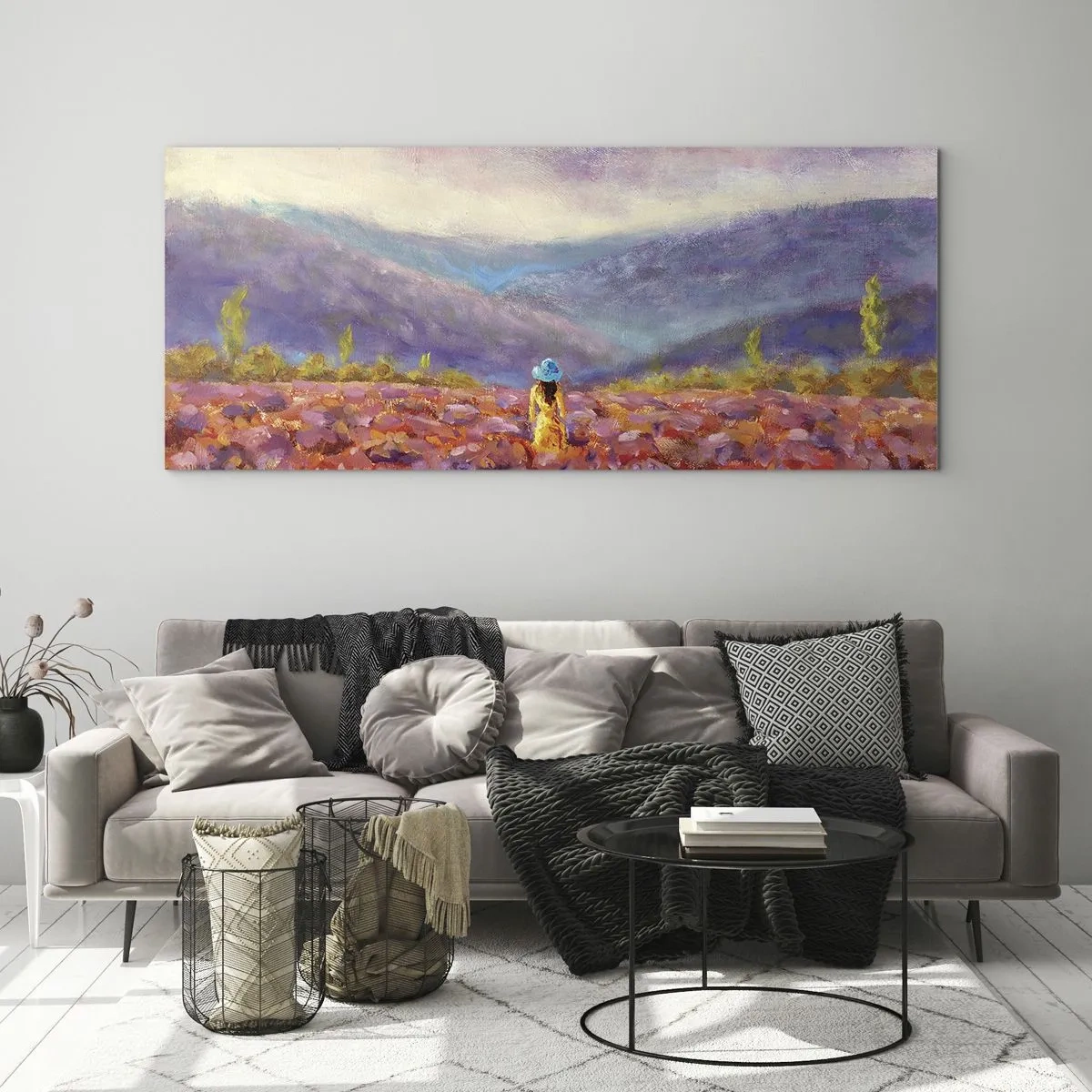 Tablou pe sticlă - Într-o lume de lavandă - 120x50 cm