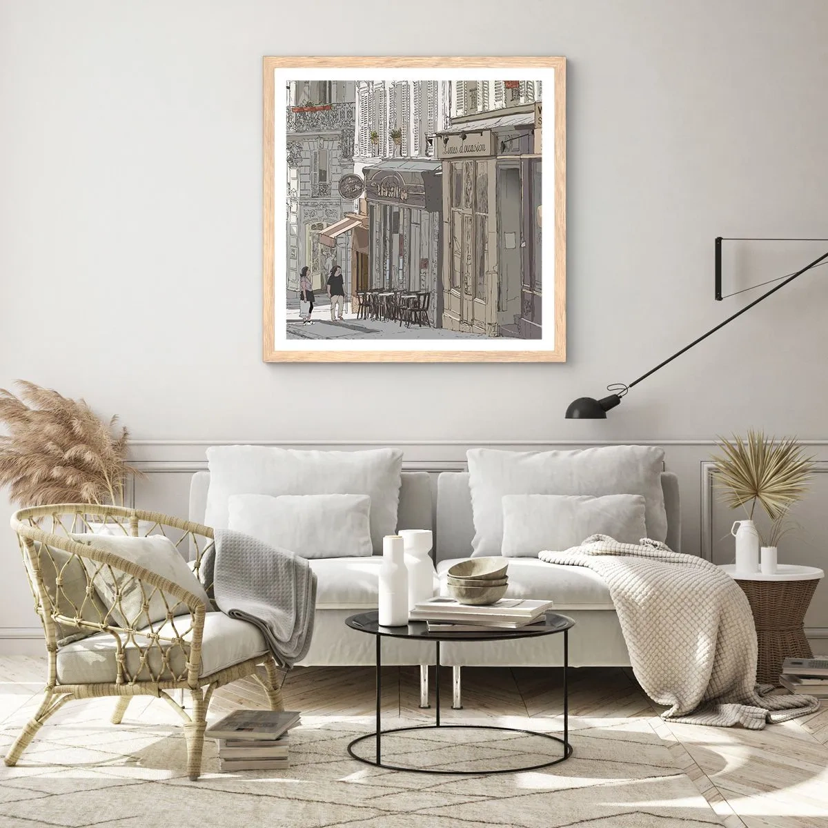 Poster în ramă de stejar deschis - Bucurii urbane - 30x30 cm