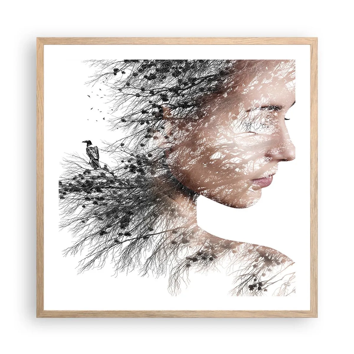 Poster în ramă de stejar deschis - Spiritul pădurii - 60x60 cm