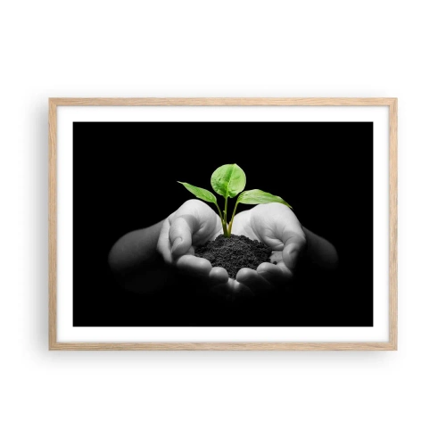 Poster în ramă de stejar deschis - Iubesc natura, o protejez - 70x50 cm