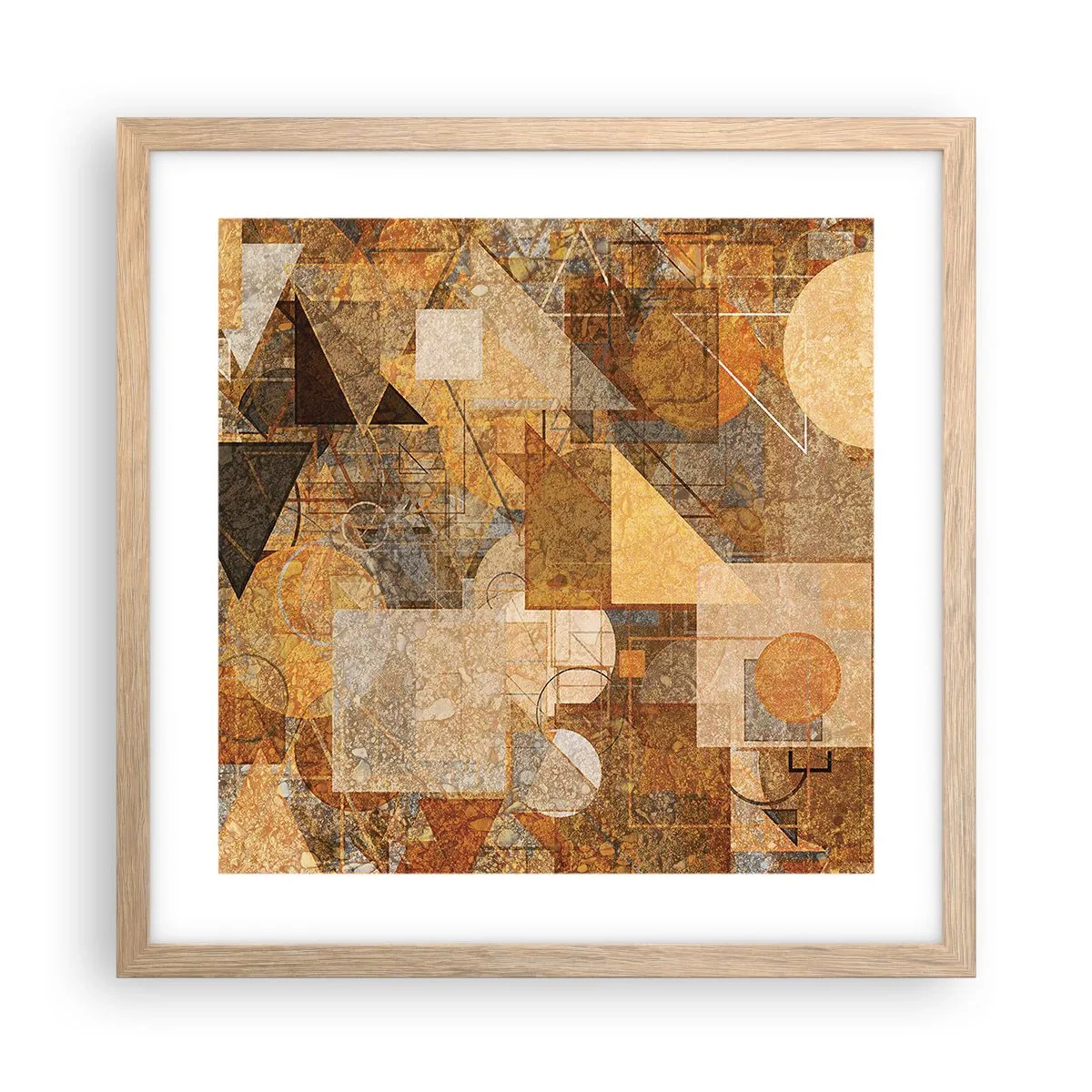 Poster în ramă de stejar deschis - Studiu cubist de bronz - 40x40 cm