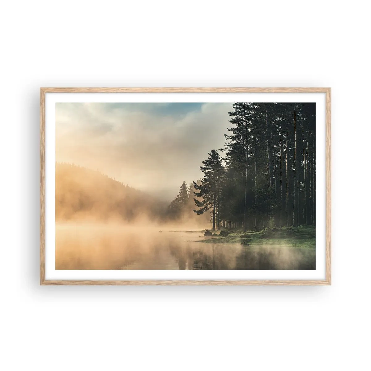 Poster în ramă de stejar deschis - Nașterea unei zile - 91x61 cm