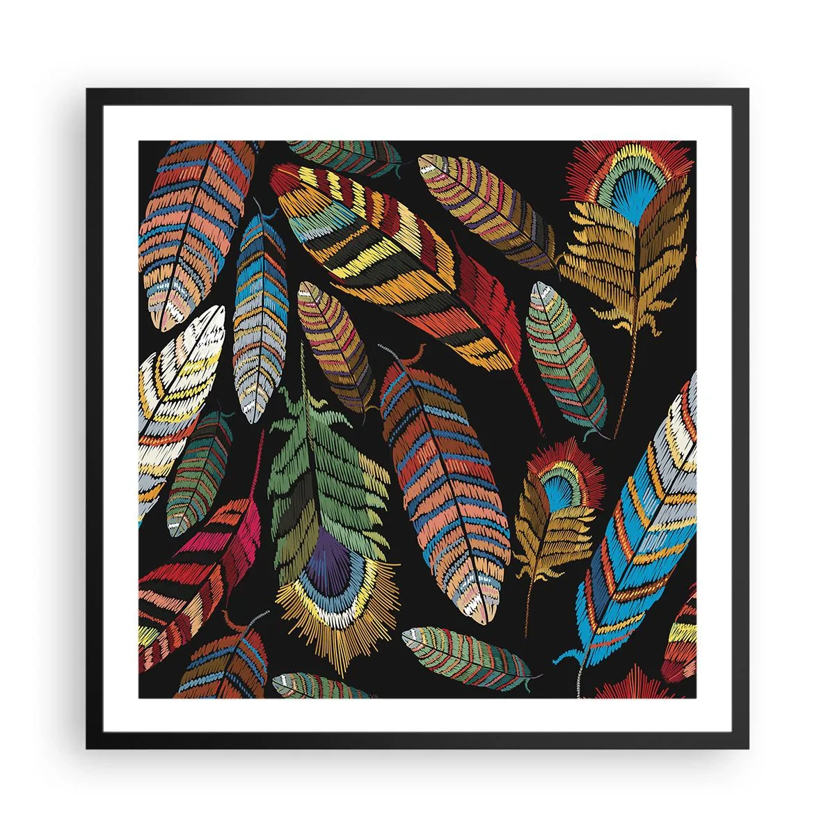 Poster în ramă neagră - Carnavalul păsărilor - 60x60 cm