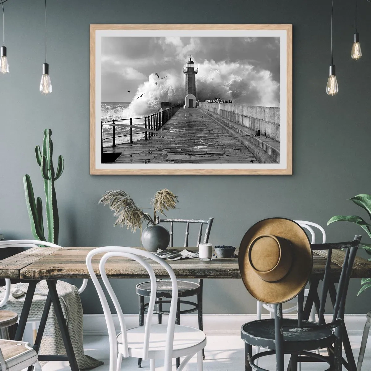 Poster în ramă de stejar deschis - Fără frică  - 100x70 cm