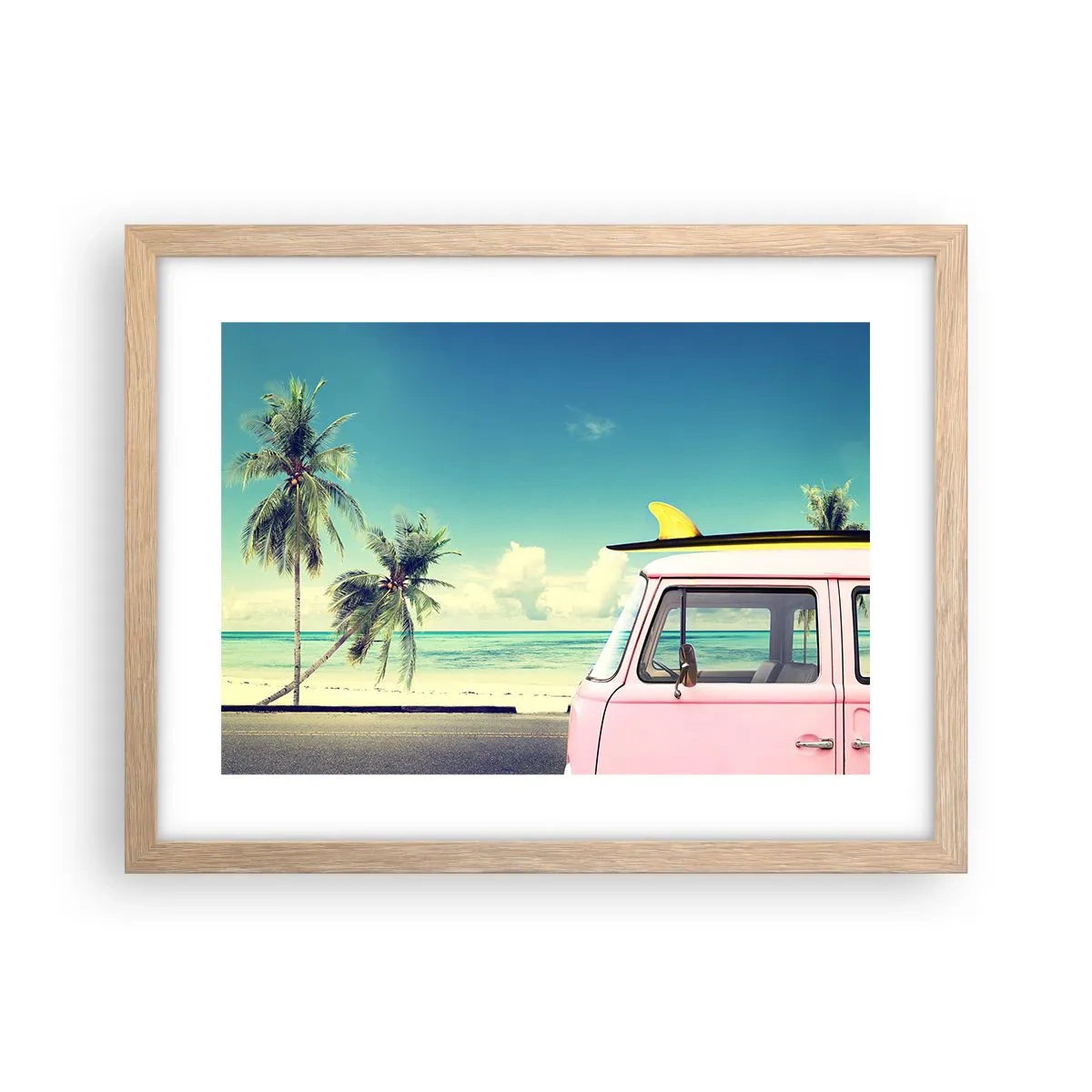 Poster în ramă de stejar deschis - Să înceapă vacanța - 40x30 cm