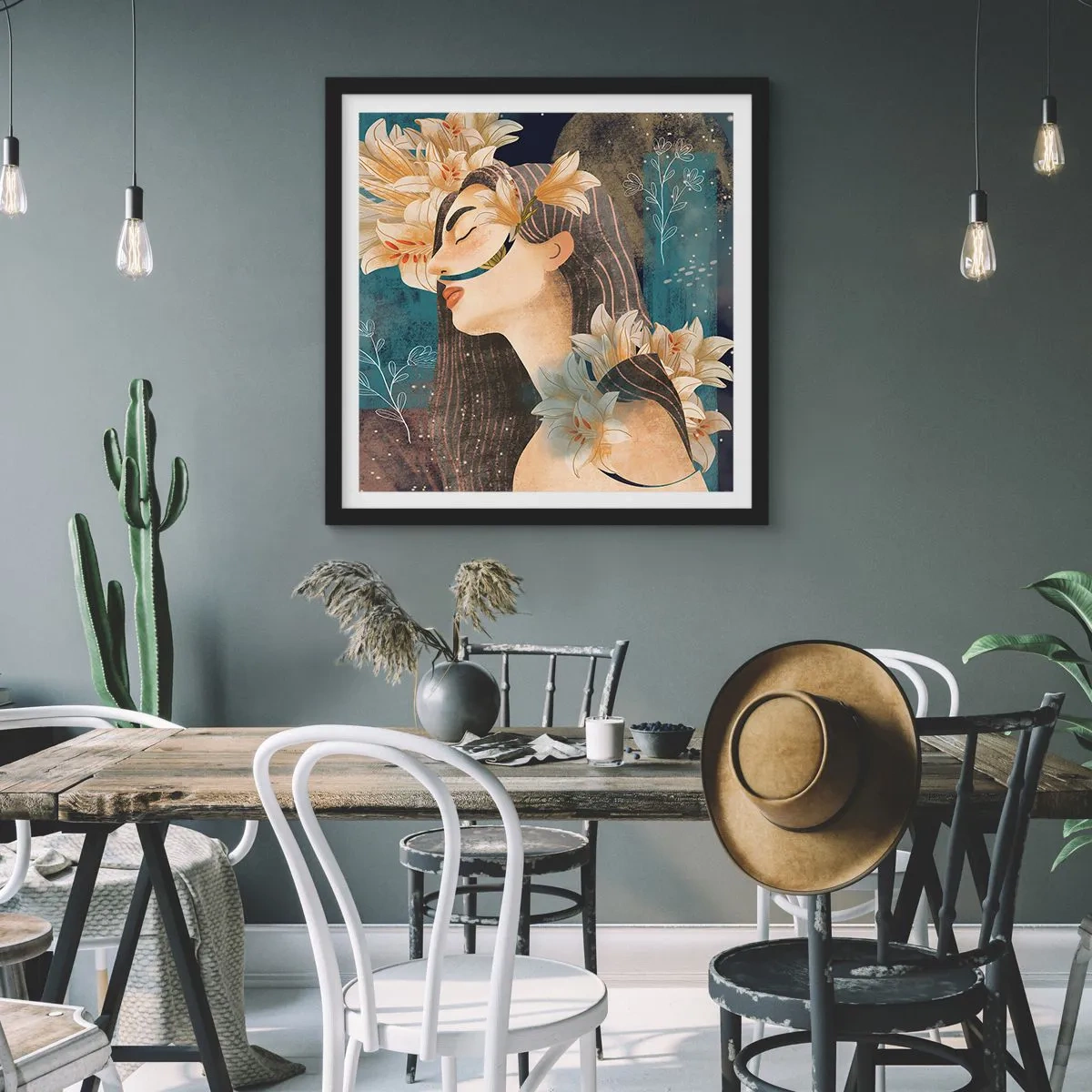 Poster în ramă neagră - Povestea prințesei cu crini - 50x50 cm