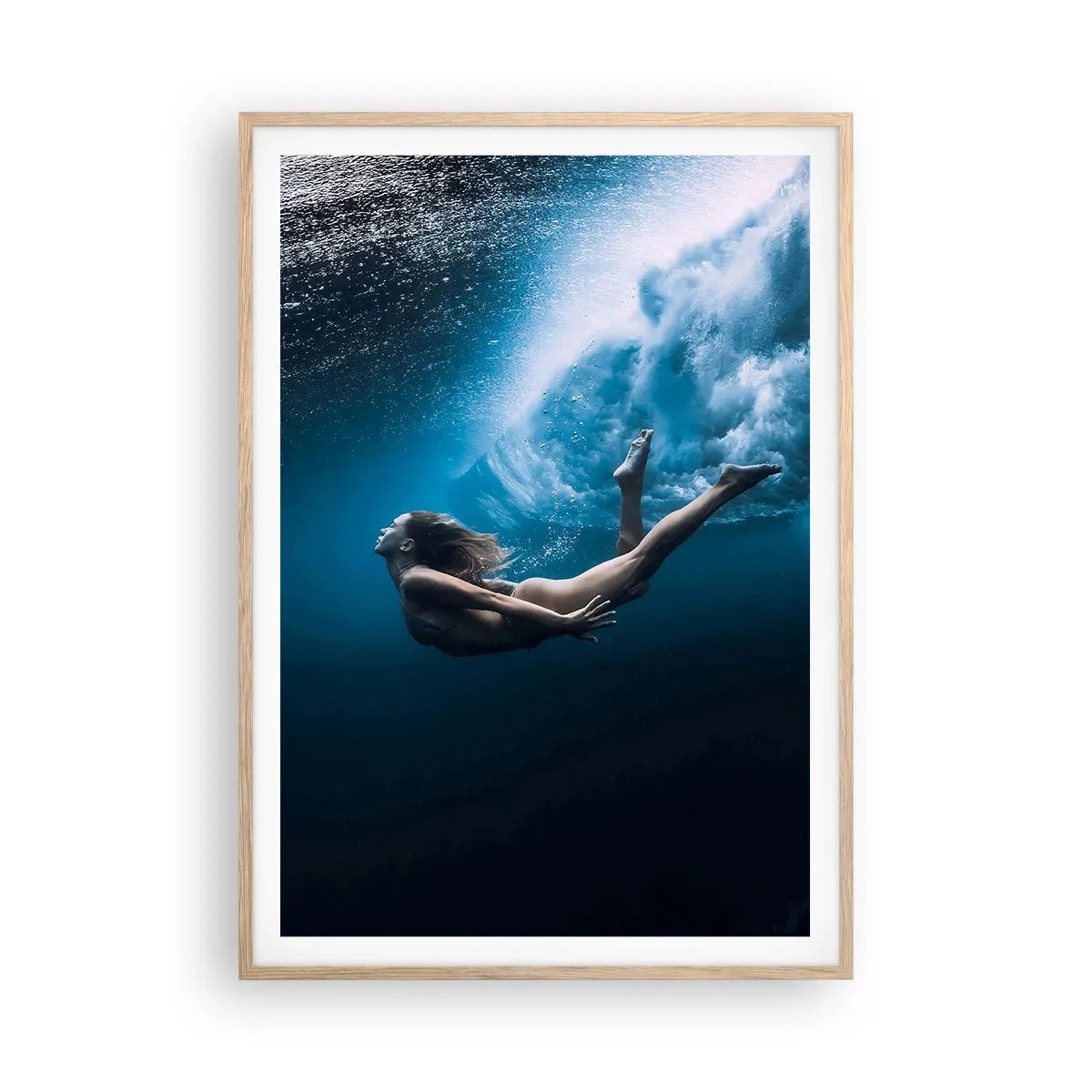 Poster în ramă de stejar deschis - Sirena modernă - 70x100 cm