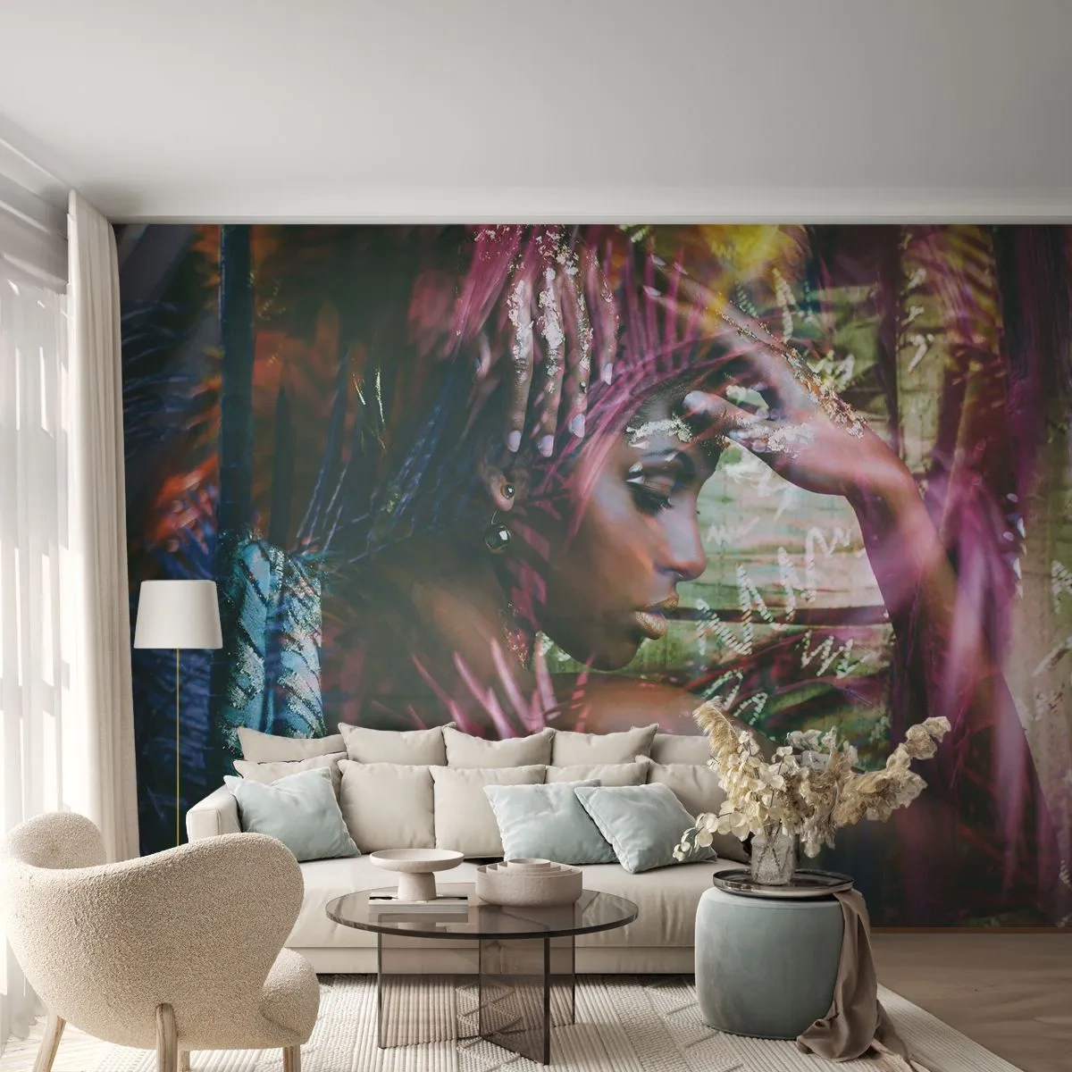 Tapet Premium Sand - Mama Natură în junglă - Femeie, Africa, Africa - 100x70 cm
