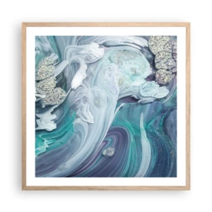 Poster în ramă de stejar deschis - Râuri de albastru - 60x60 cm