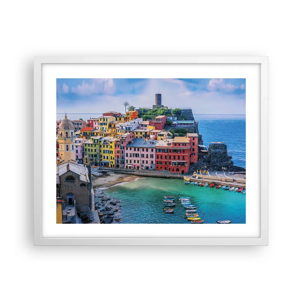 Poster în ramă albă - Orașul mediteraneean magic - 50x40 cm