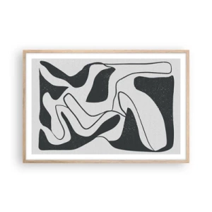 Poster în ramă de stejar deschis - Distracție abstractă în labirint - 91x61 cm
