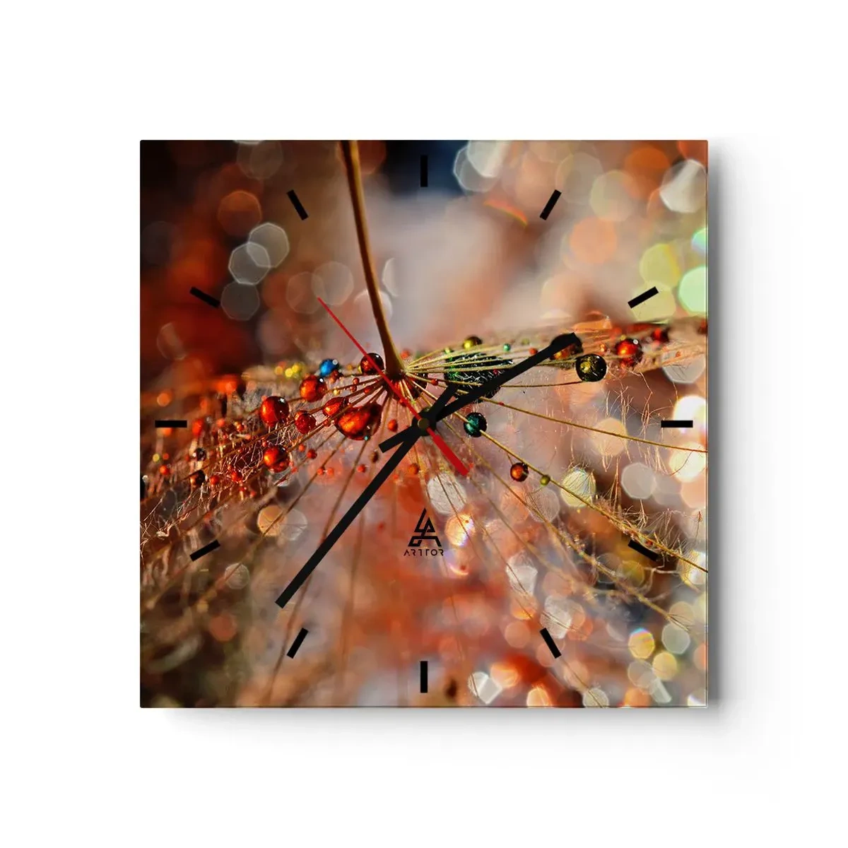 Ceas de perete - Ceas pe sticlă - Înfipt pe pânza de păianjen - 30x30 cm